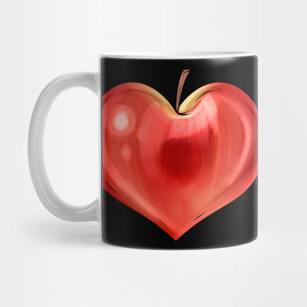 Apple In Heart Shape - Vegetarian - Go Vegan by SinBle